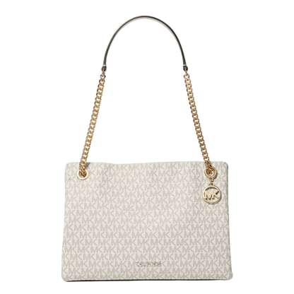 Bolsa Michael Kors Christina Medium Signature Logo Messenger Bag Vanilla