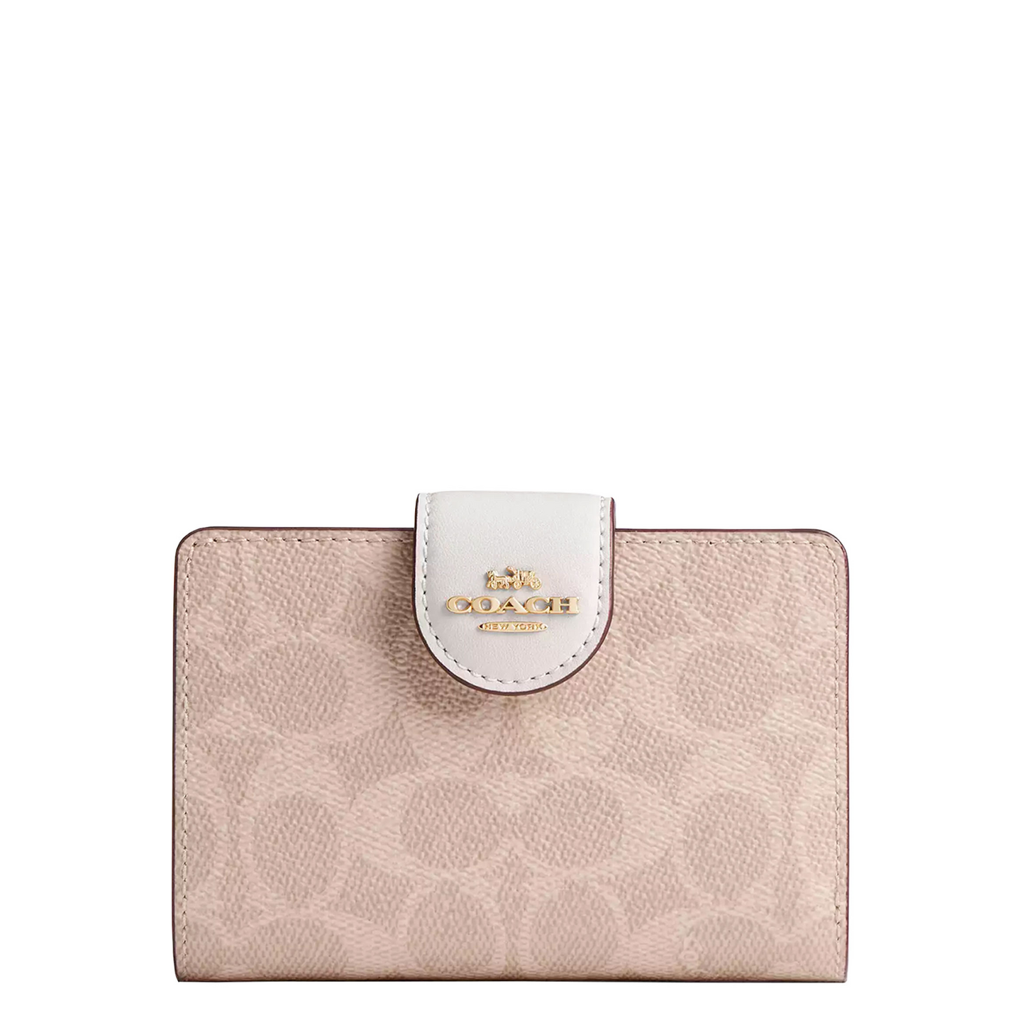 Cartera Coach Medium Corner Zip Wallet In Signature Canvas Sand Chalk