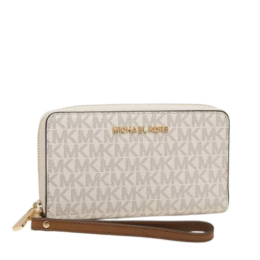 Cartera Michael Kors Jet Set Travel Logo Smartphone Wristlet Vanilla