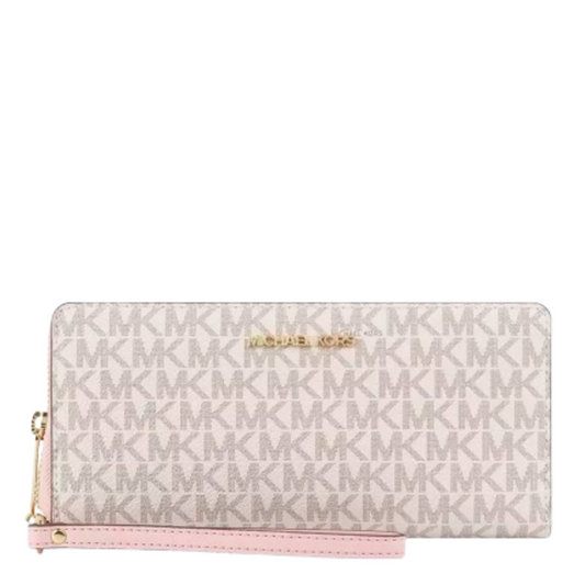 Cartera Michael Kors Jet Set Travel Large Logo Continental Wristlet Vanilla Pink