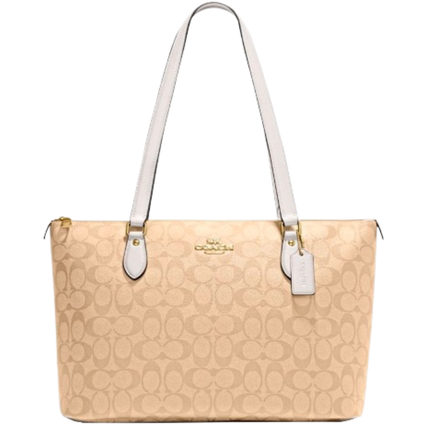 Bolsa Coach Gallery Tote Bag In Signature Canvas Light Khaki Chalk