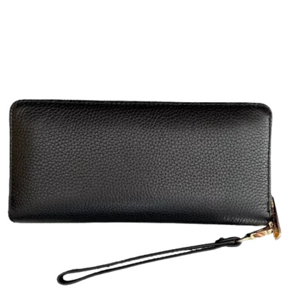 Cartera Michael Kors Jet Set Travel Large Pebbled Leather Wristlet Black