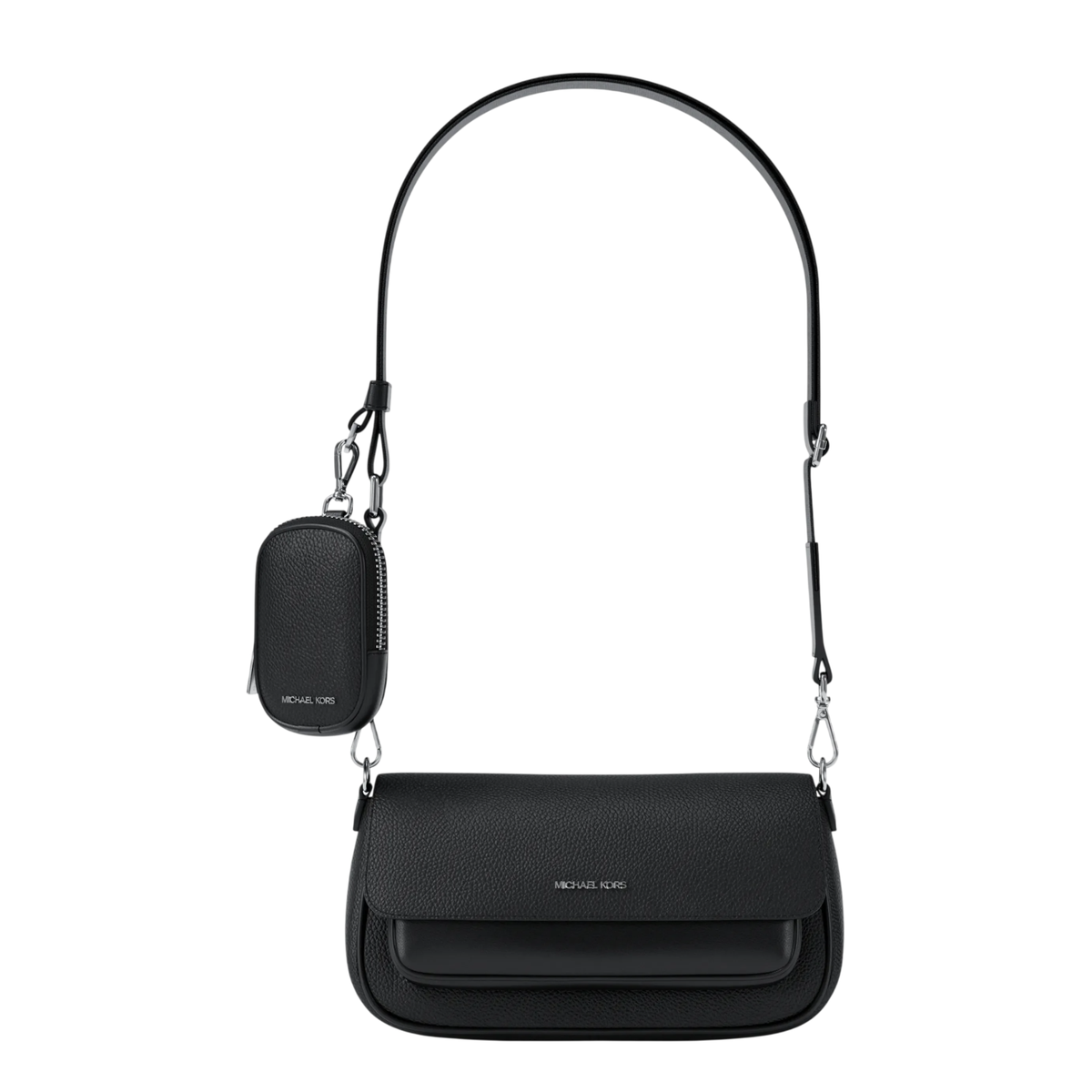 Bolsa Michael Kors Jet Set Travel Small Pebbled Leather Crossbody Bag With Pouch Black