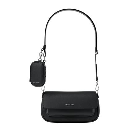 Bolsa Michael Kors Jet Set Travel Small Pebbled Leather Crossbody Bag With Pouch Black