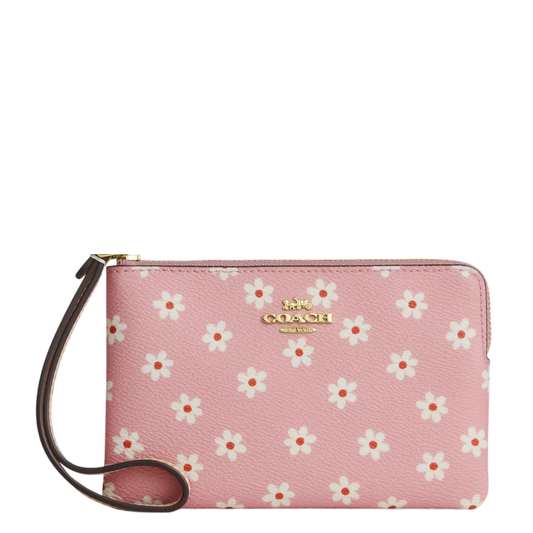 Monedero Coach Corner Zip Wristlet With Floral Print Pink Multi