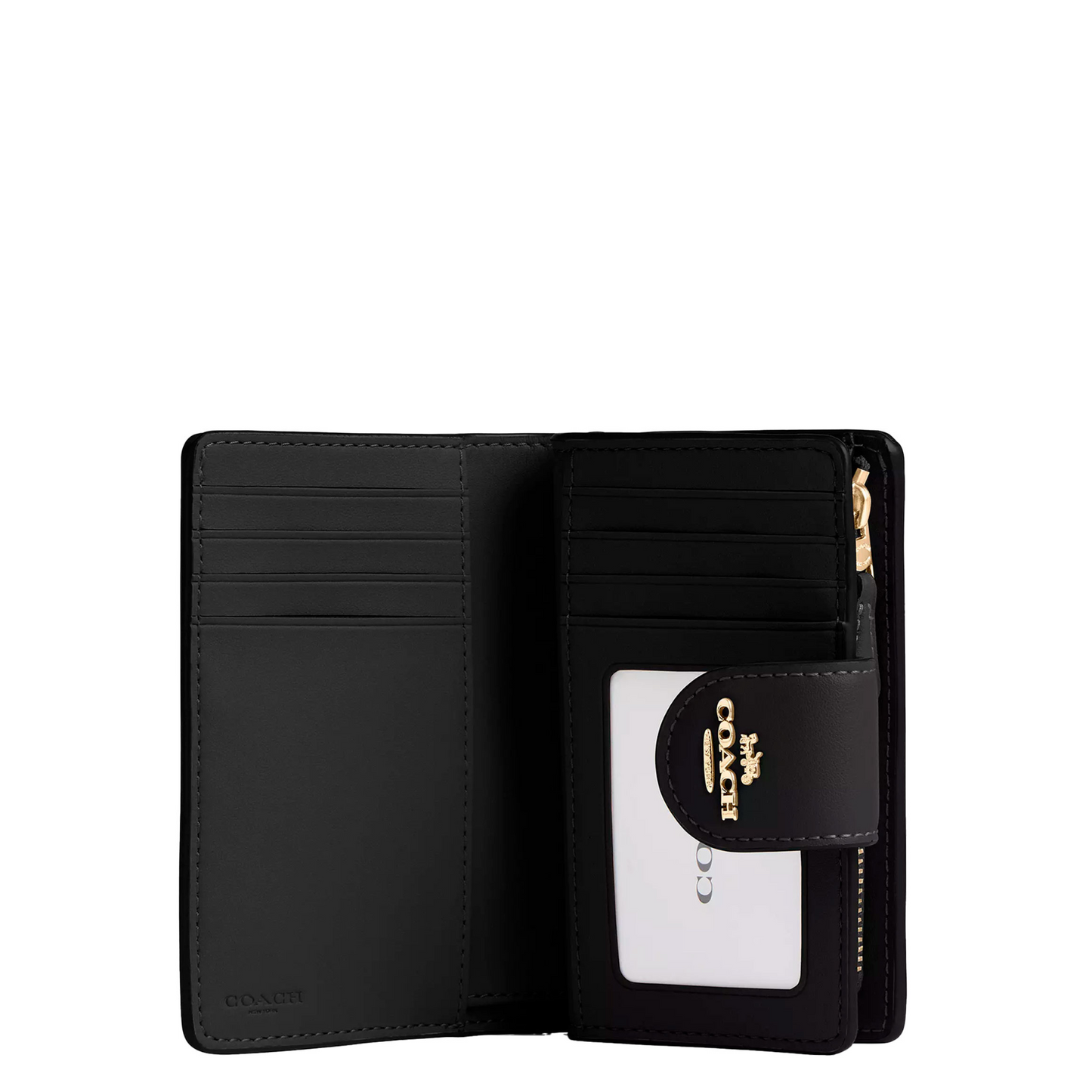Cartera Coach Medium Corner Zip Wallet In Signature Canvas Tan Black