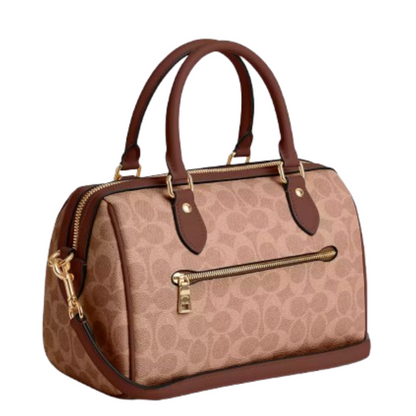 Bolsa Coach Rowan Satchel Bag In Signature Canvas Tan Brown