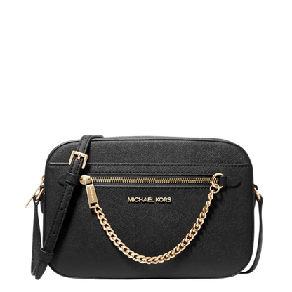 Bolsa Michael Kors Jet Set Large Saffiano Leather Crossbody Bag Black