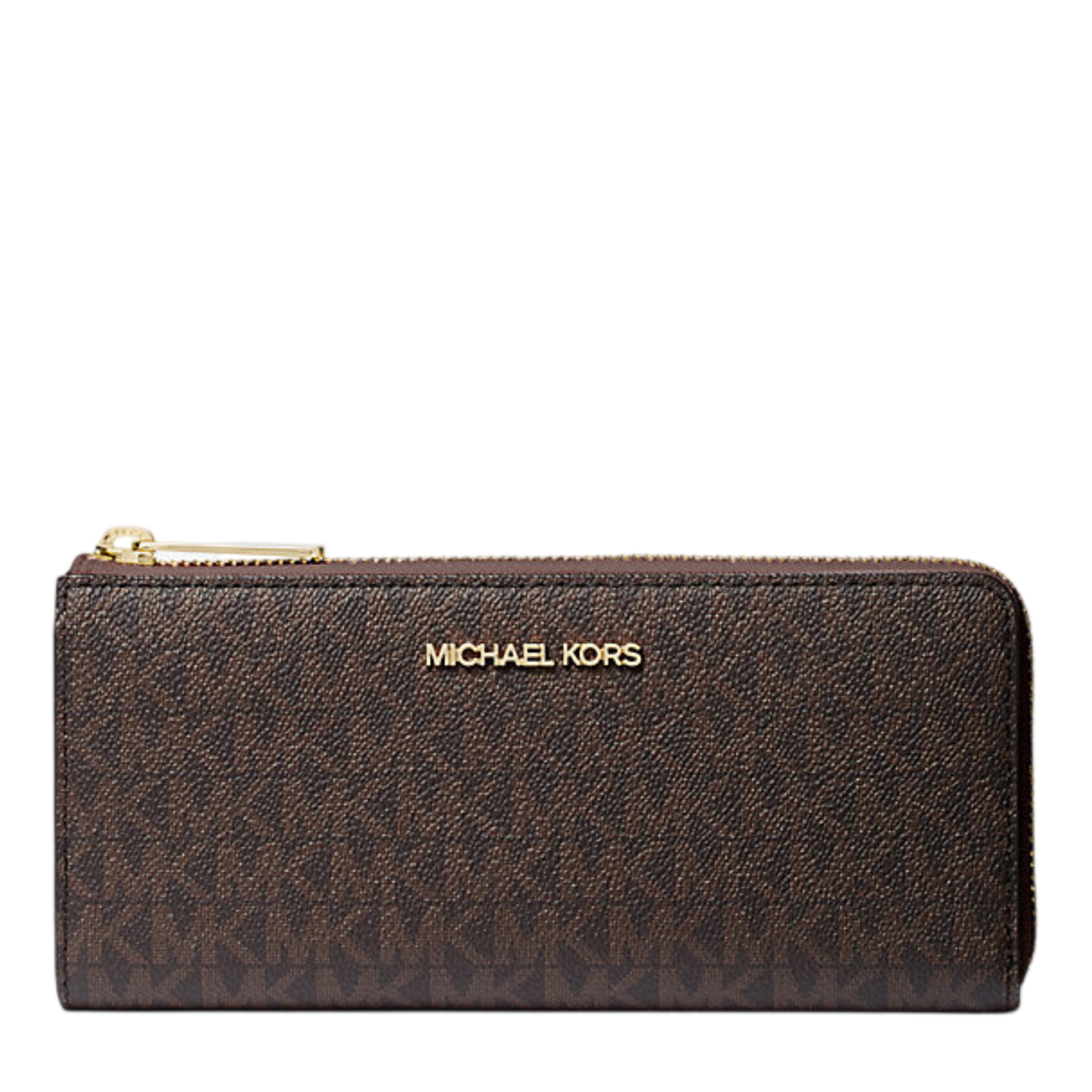 Cartera Michael Kors Jet Set Travel Large Logo Quarter-Zip Wallet Brown