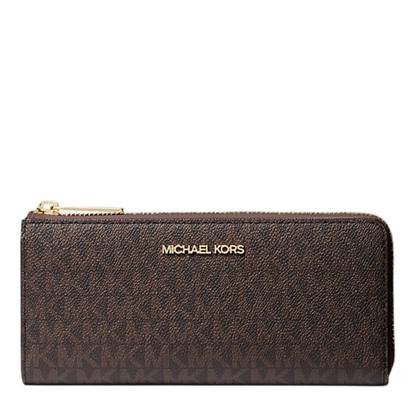 Cartera Michael Kors Jet Set Travel Large Logo Quarter-Zip Wallet Brown