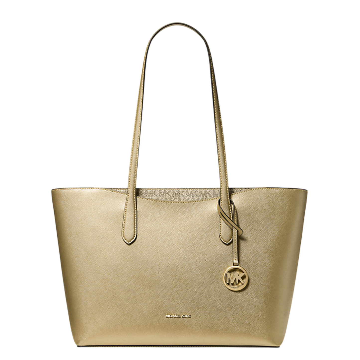 Bolsa Michael Kors Arden Large Metallic Top-Zip Tote Bag Pale Gold