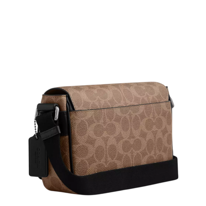 Bandolera Jack Small Flap Crossbody Bag In Signature Canvas Tan Black