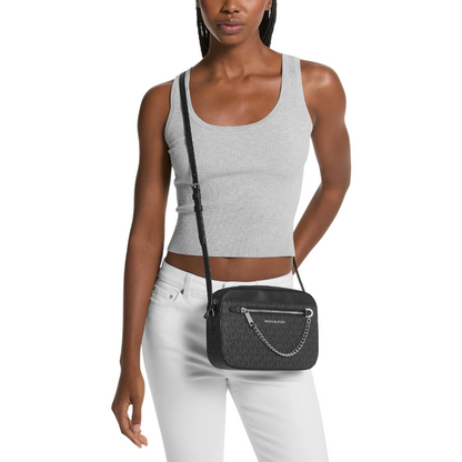 Bolsa Michael Kors Jet Set Large Logo Crossbody Bag Black