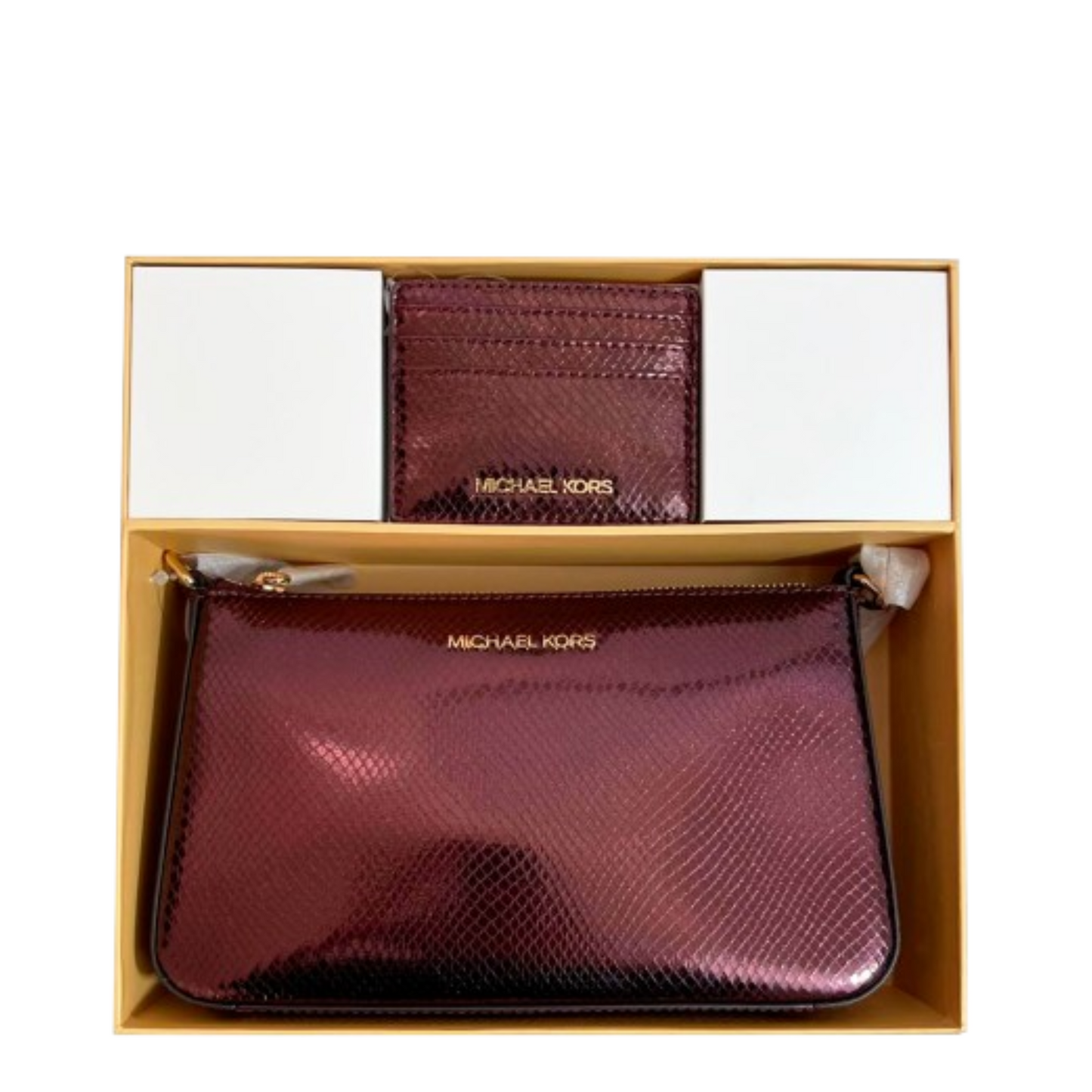 Bolsa Michael Kors Medium Pouch and Card Case Gift Set Oxblood