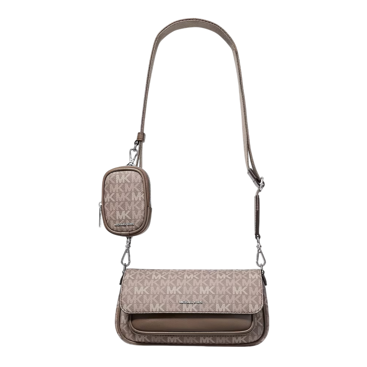 Bolsa Michael Kors Jet Set Travel Small Signature Logo Crossbody Bag With Pouch Mushroom