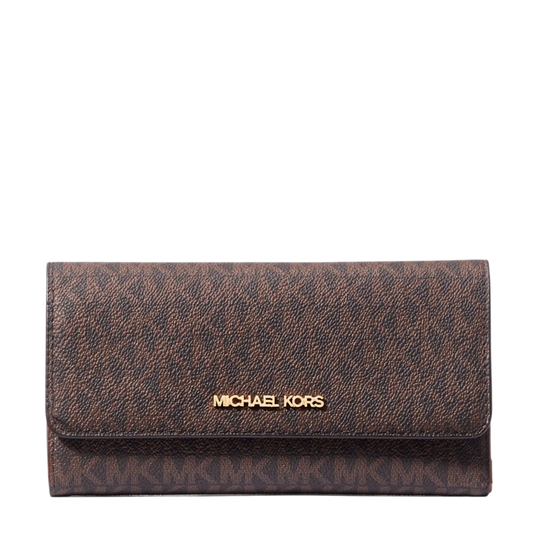 Cartera Michael Kors Jet Set Large Logo Trifold Wallet Brown