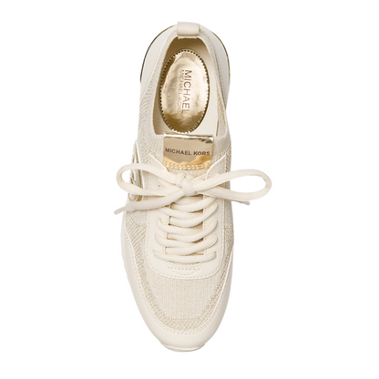 Tenis Michael Kors Jenkins Metallic Stretch Knit Trainer Pale Gold