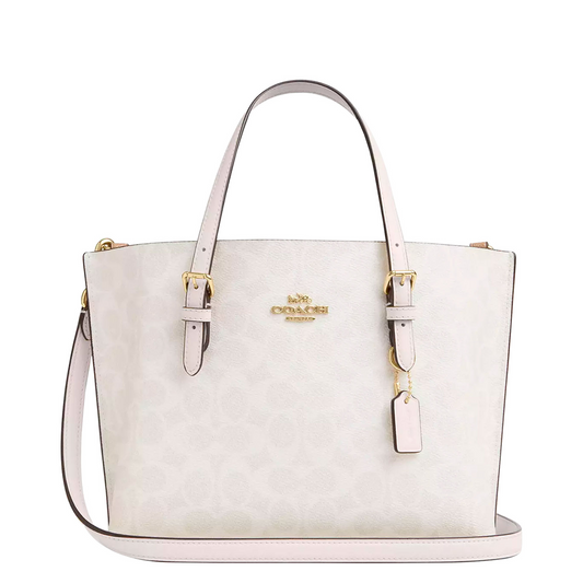 Bolsa Coach Mollie Tote Bag 25 Signature Canvas White Chalk
