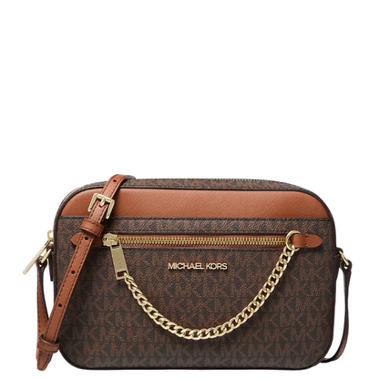 Bolsa Michael Kors Jet Set Large Logo Crossbody Bag Brown