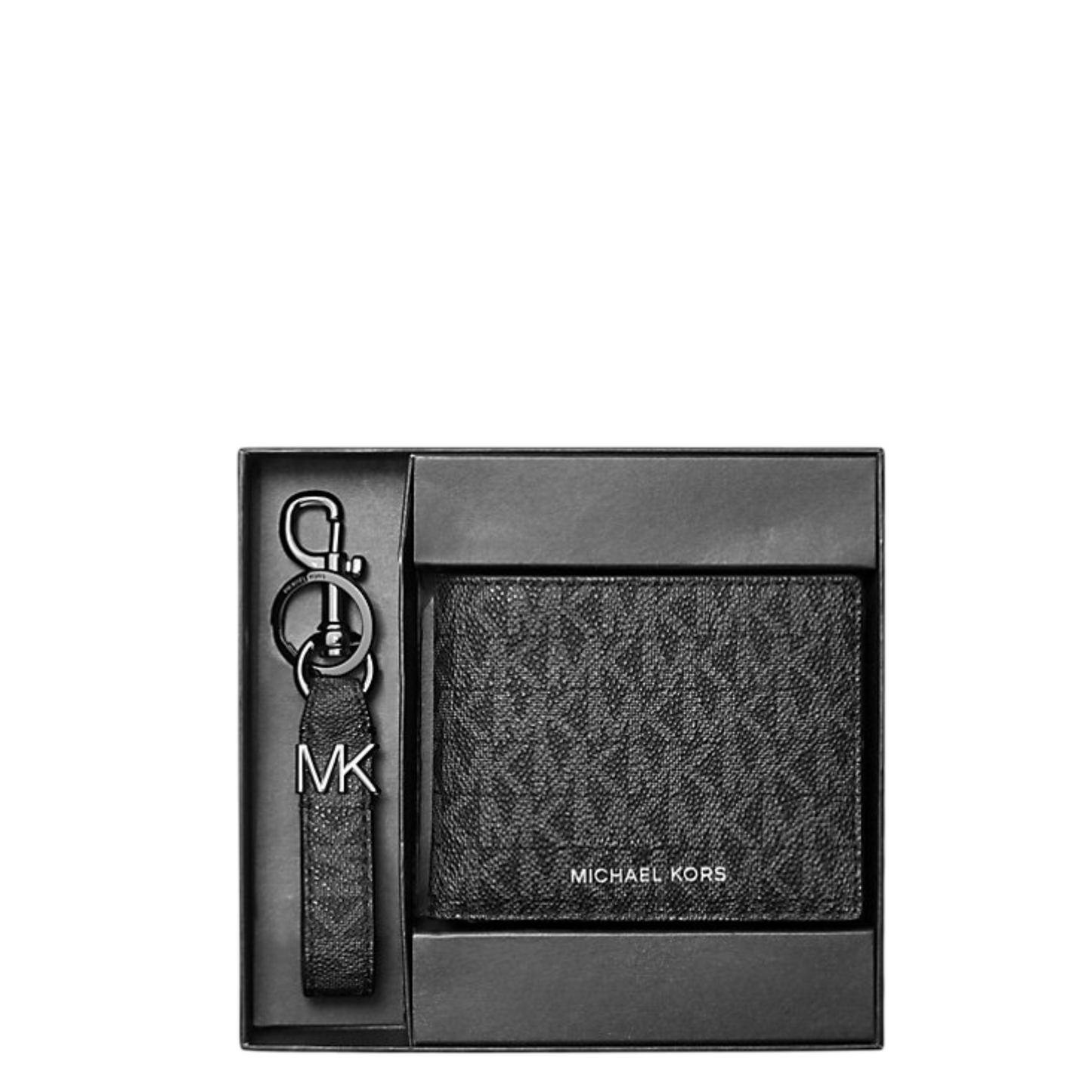 Cartera Michael Kors Logo Wallet And Key Chain Gift Set Black