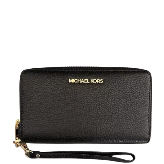 Cartera Michael Kors Large Pebbled Leather Smartphone Wristlet Black