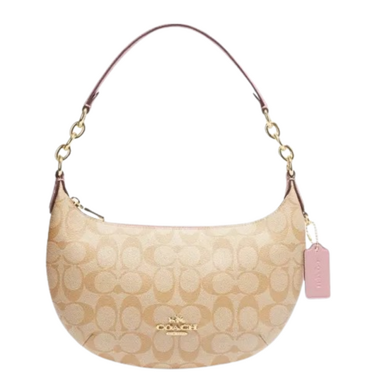 Bolsa Coach Payton Hobo In Signature Canvas Light Khaki Powder Pink