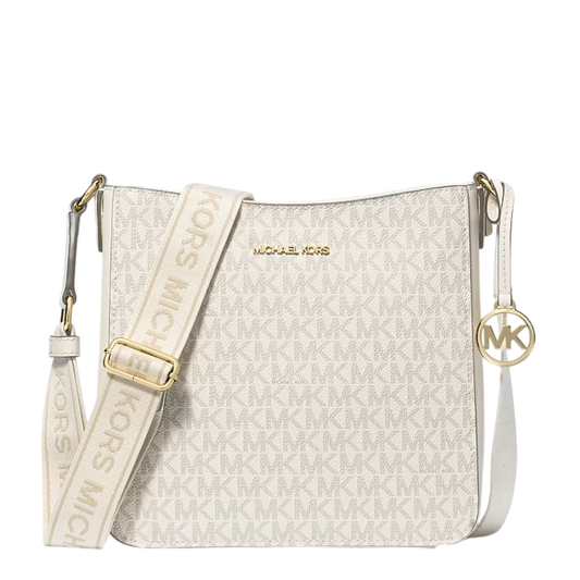 Bolsa Michael Kors Jet Set Travel Small Signature Logo Messenger Bag Light Cream Multi