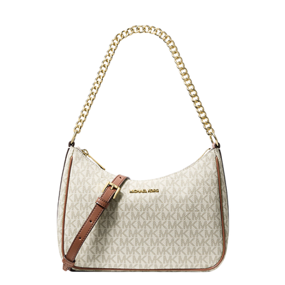 Bolsa Michael Kors Jet Set Travel Large Signature Logo Convertible Crossbody Bag Vanilla