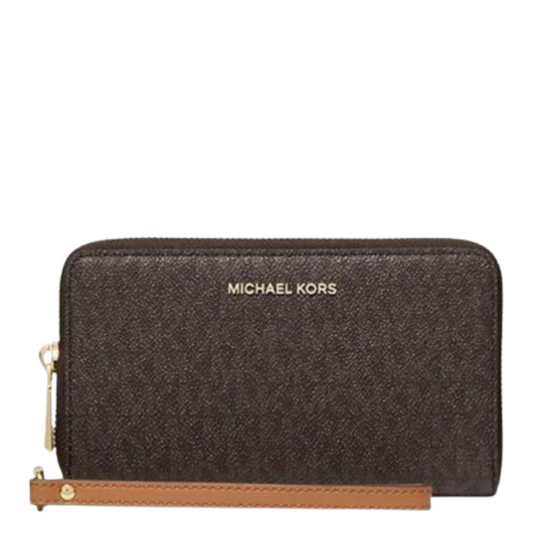 Cartera Michael Kors Jet Set Logo Smartphone Wristlet Brown