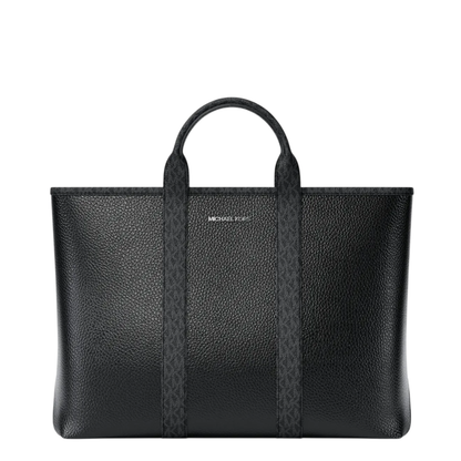 Maleta Michael Kors Cooper Medium Pebbled Leather and Signature Logo Tote Bag Black