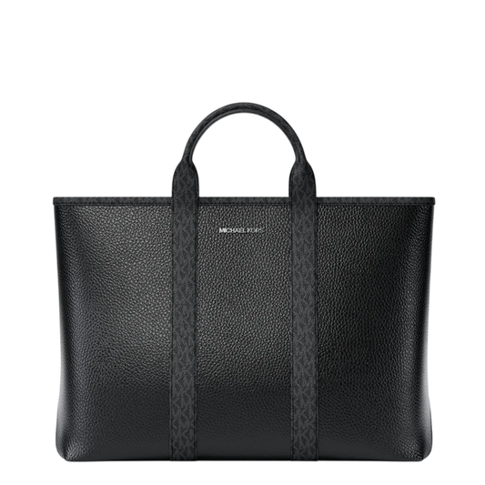 Maleta Michael Kors Cooper Medium Pebbled Leather and Signature Logo Tote Bag Black