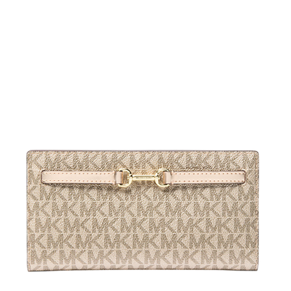 Cartera Michael Kors Carson Large Signature Logo Wallet Pale Gold