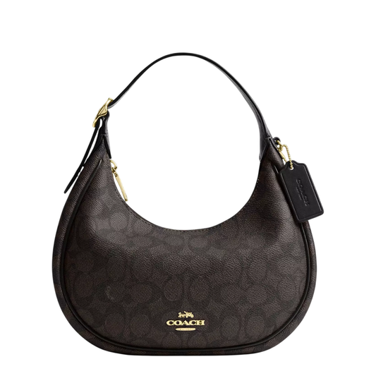 Bolsa Coach Emily Shoulder Bag In Signature Canvas Walnut Black