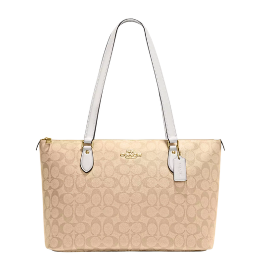 Bolsa Coach Gallery Tote Bag In Signature Canvas Light Khaki Chalk
