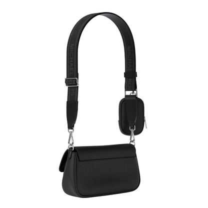 Bolsa Michael Kors Jet Set Travel Small Pebbled Leather Crossbody Bag With Pouch Black