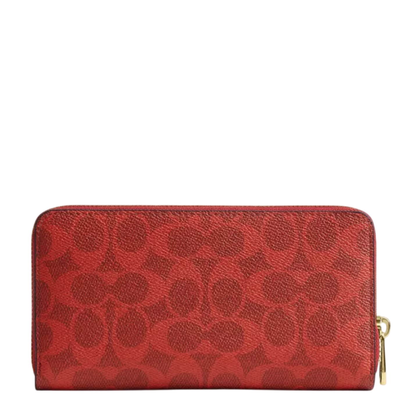 Cartera Coach Long Zip Around Wallet In Signature Canvas Crimson