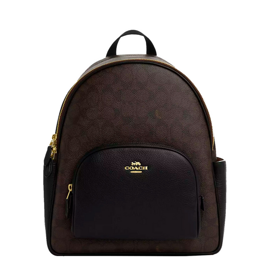 Mochila Coach Court Backpack In Signature Canvas Walnut Black