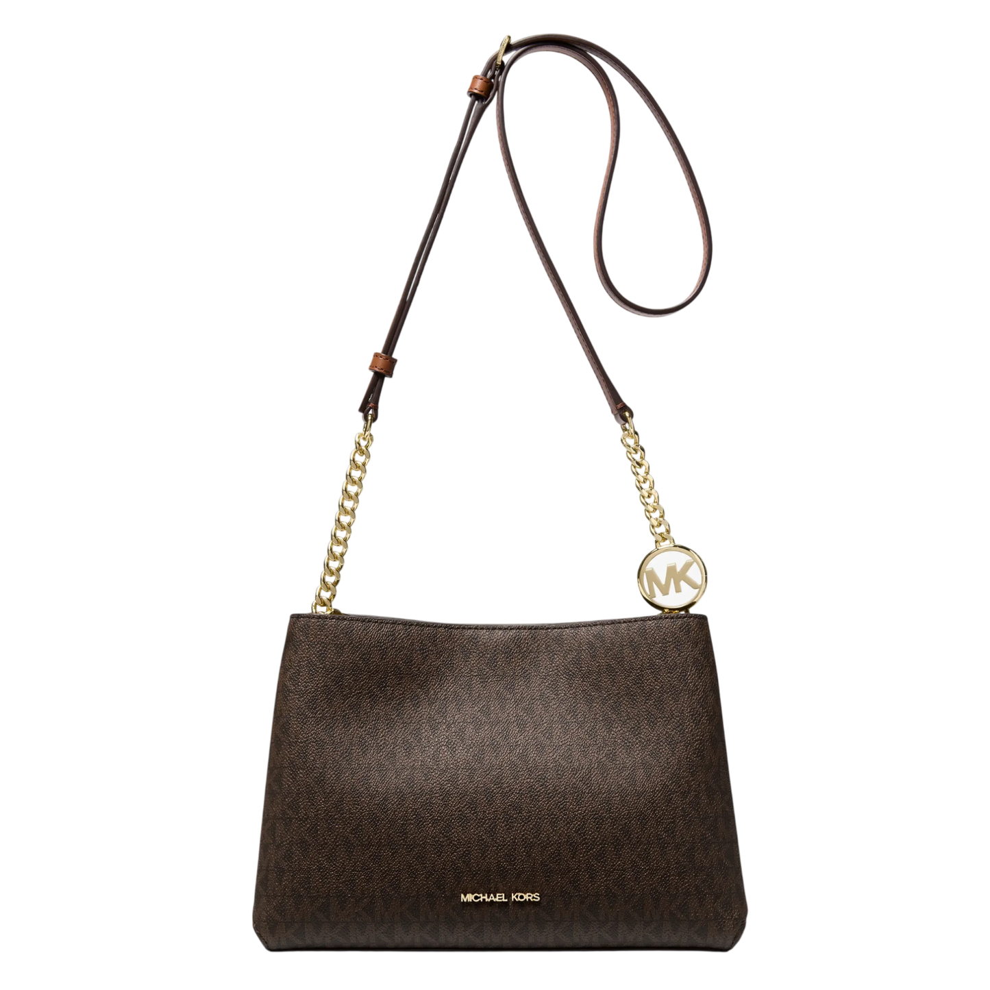 Bolsa Michael Kors Christina Small Signature Logo Crossbody Bag Brown