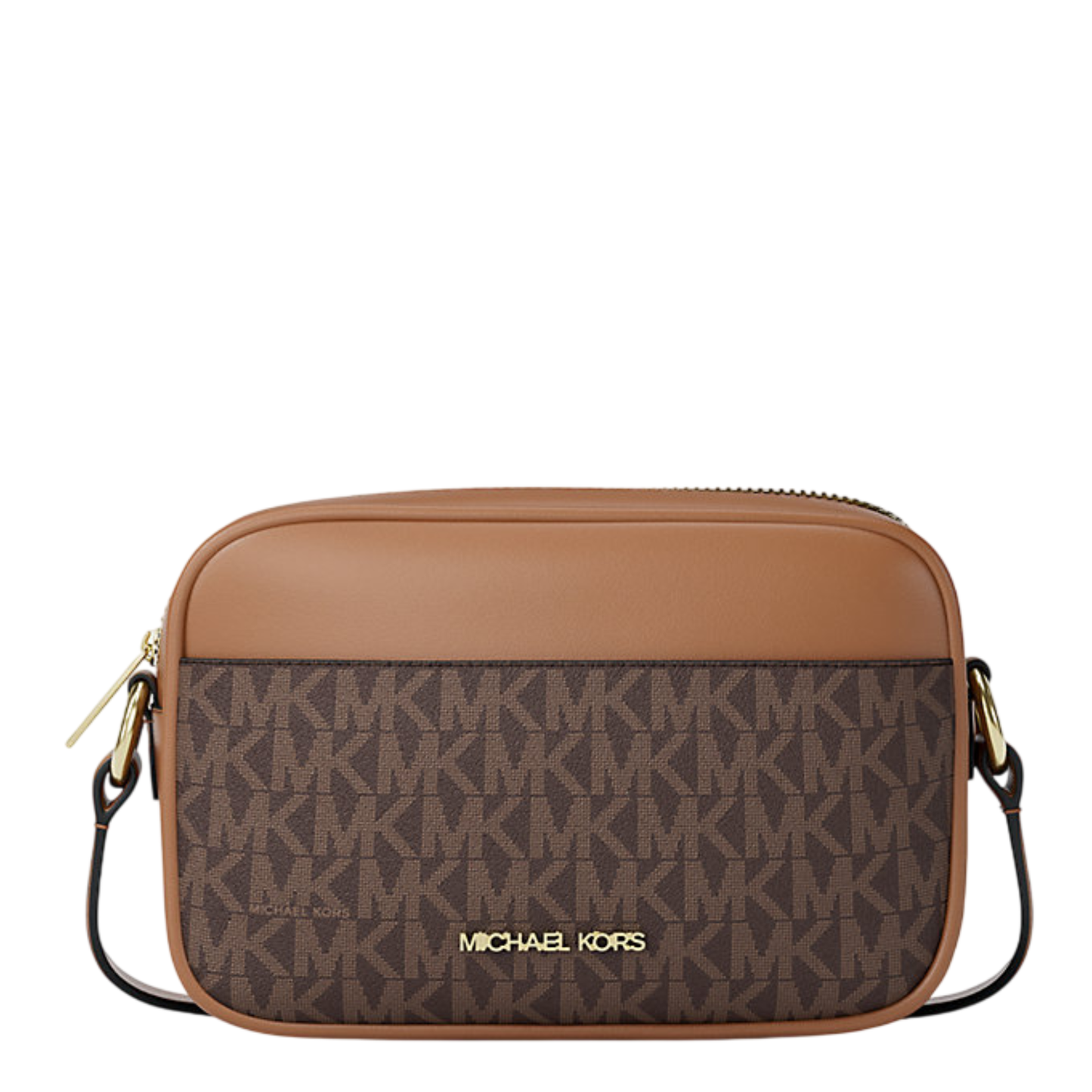 Bolsa Michael Kors Jet Set Small Signature Logo Camera Crossbody Bag Brown