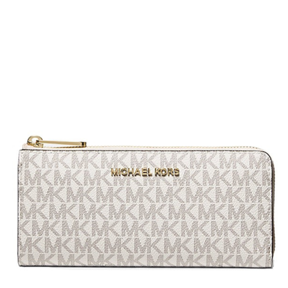 Cartera Michael Kors Jet Set Travel Large Logo Quarter-Zip Wallet Vanilla