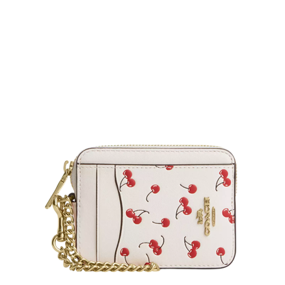Monedero Coach Zip Card Case With Cherry Print Chalk Multi