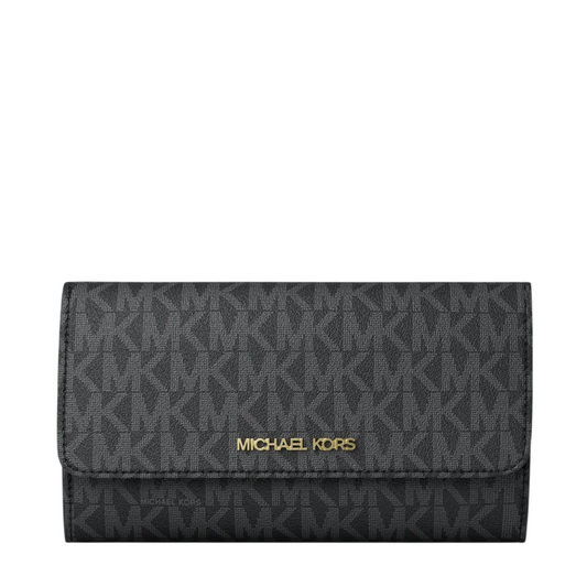Cartera Michael Kors Jet Set Large Logo Tri-Fold Wallet Black