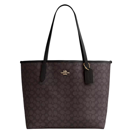 Bolsa Coach City Tote In Signature Canvas Brown Black