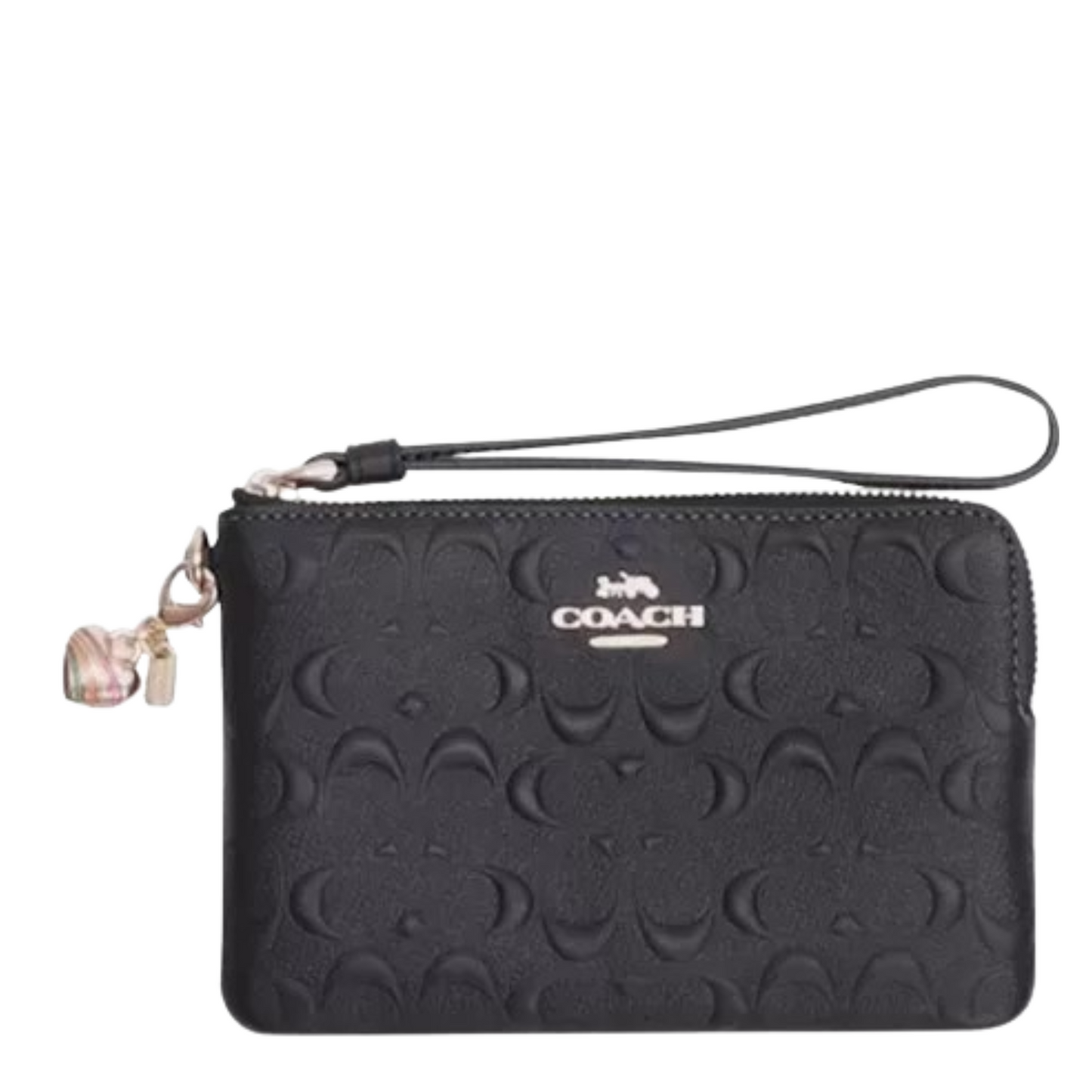 Monedero Coach Boxed Corner Zip Wristlet In Signature Leather Black