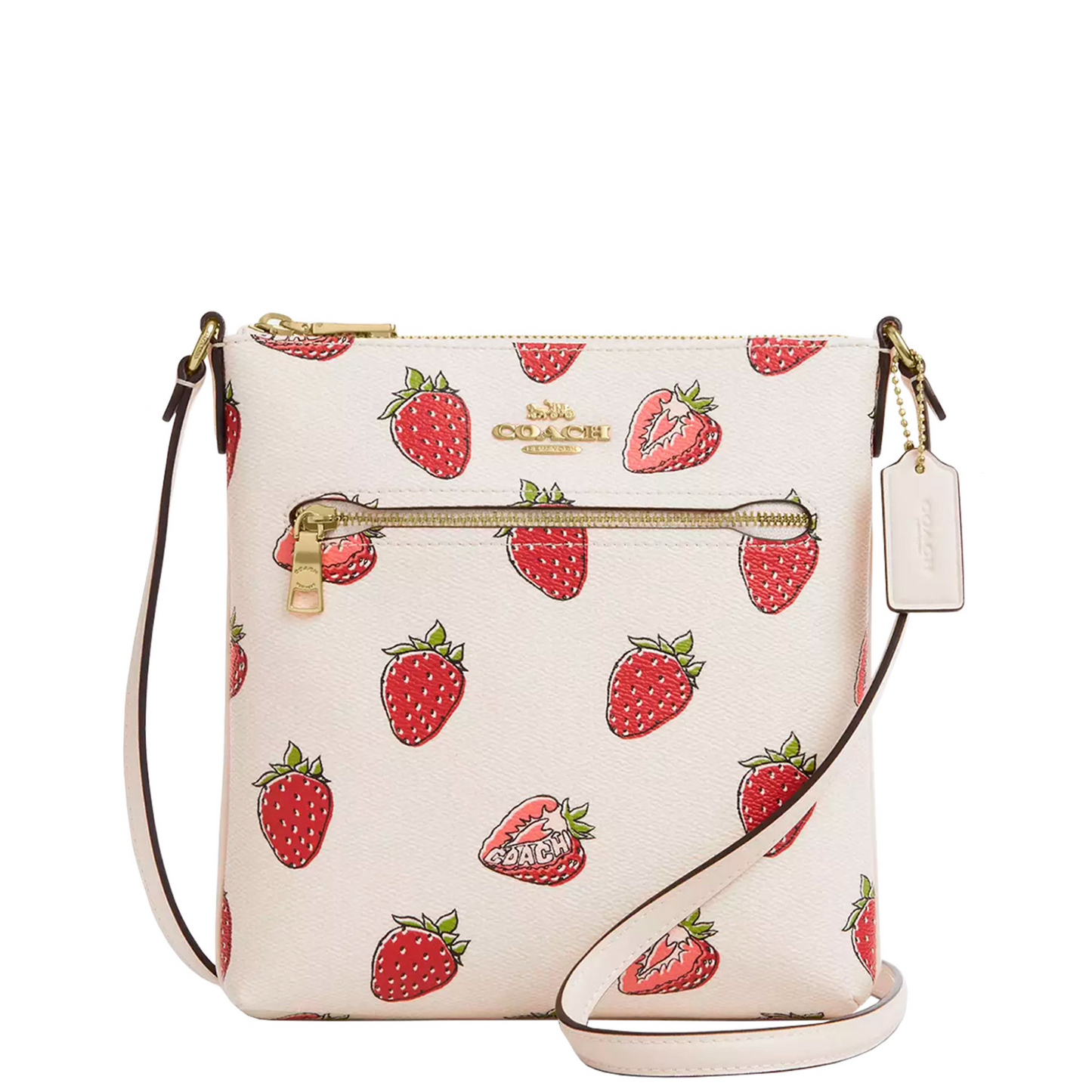 Bolsa Coach Mini Rowan File Bag With Strawberry Print Chalk Multi
