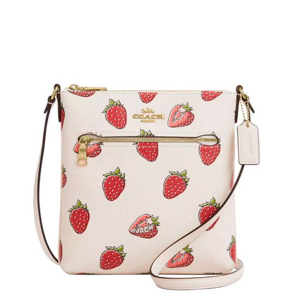 Bolsa Coach Mini Rowan File Bag With Strawberry Print Chalk Multi
