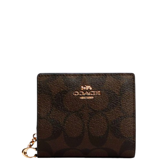 Cartera Coach Snap Wallet In Signature Canvas In Brown