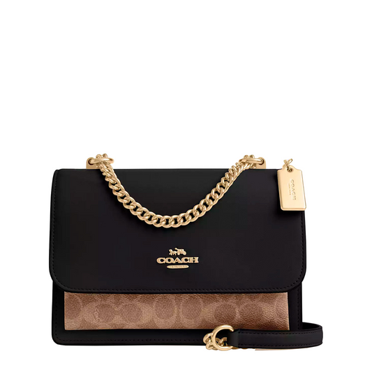 Bolsa Coach Klare Crossbody Bag In Signature Canvas Tan Black Multi