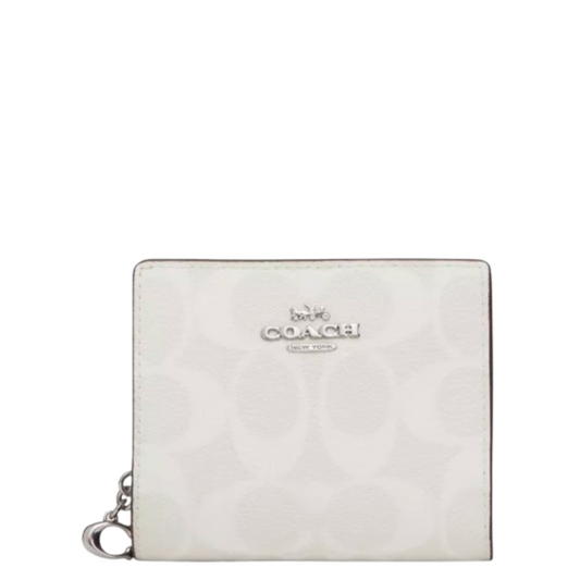 Cartera Coach Snap Wallet In Signature Canvas White