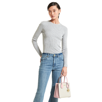 Bolsa Michael Kors Mercer Medium Logo and Leather Accordion Crossbody Bag
